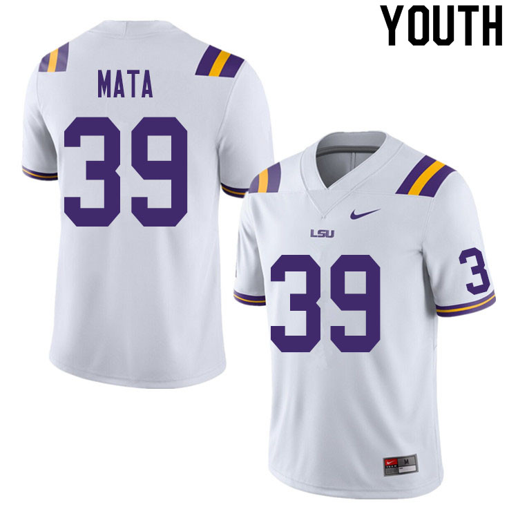Youth #39 Ezekeal Mata LSU Tigers College Football Jerseys Sale-White - Click Image to Close